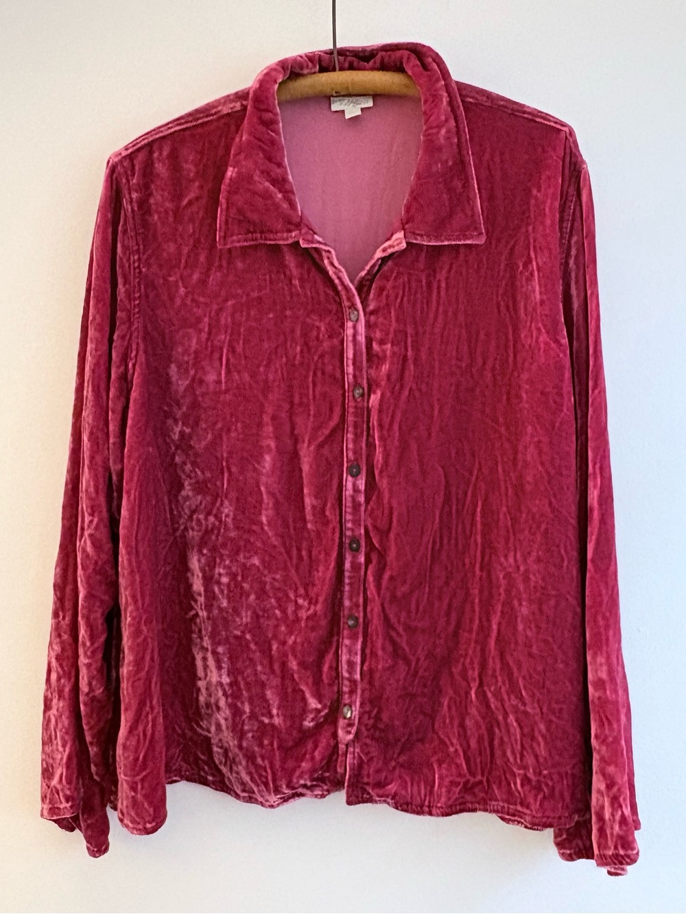 J. Jill raspberry velvet button-down shirt, sz XL